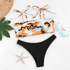 Romwe Camo Print Mixed & Match Bikini Set