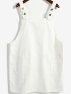 Romwe Strap With Pocket White Dress
