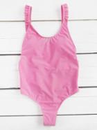 Romwe Ruffle Detail Scoop Neck One-piece Swimwear