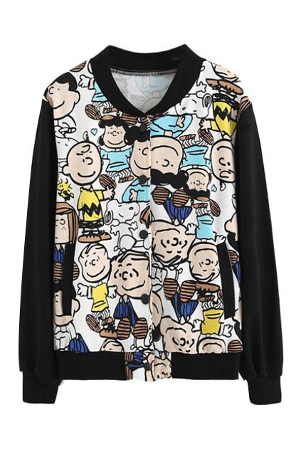 Romwe Cartoon Persons Print Sweatshirt
