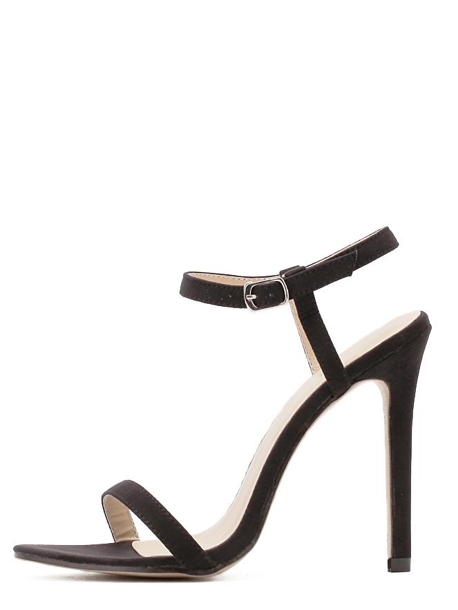 Romwe Black Ankle Strap Stiletto Sandals