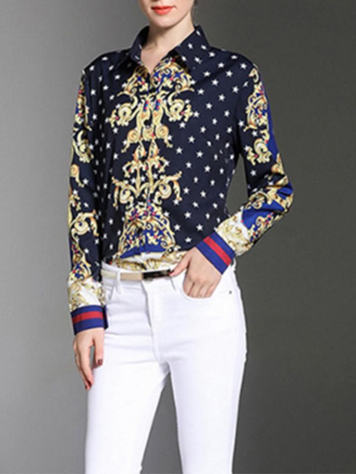 Romwe Star Print Blouse