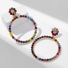 Romwe Color-block Rhinestone Hoop Earrings