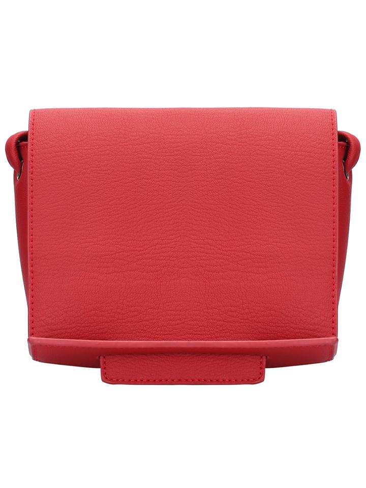 Romwe Red Buckle Bottom Pu Bag