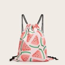 Romwe Fruit Print Drawstring Backpack