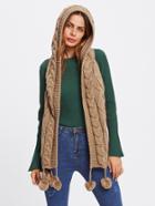 Romwe Pom Pom Detail Crochet Scarf