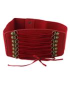 Romwe Red Pu Leather Elastic Wide Fashion Waist Belt