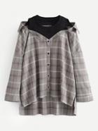 Romwe 2 In 1 Oversized Plaid Blouse