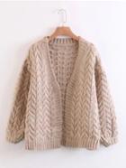 Romwe Cable Knit Sweater Coat