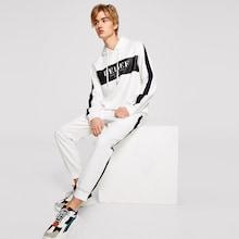 Romwe Guys Letter Drawstring Hoodie & Sweatpants Set