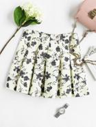 Romwe Floral Print Random Box Pleat Skirt