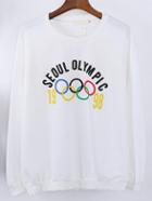 Romwe Round Neck Olympic Rings Print Sweatshirt