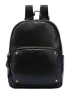 Romwe Black Faux Leather Studded Backpack