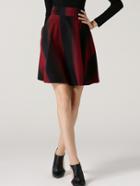 Romwe Vertical Striped Flare Red Skirt