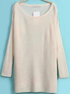 Romwe Round Neck Split Beige Sweater