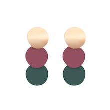 Romwe Color Block Layered Disc Drop Earrings