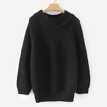 Romwe Cable Knit Solid Jumper