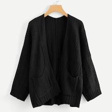 Romwe Drop Shoulder Dual Pocket Cardigan