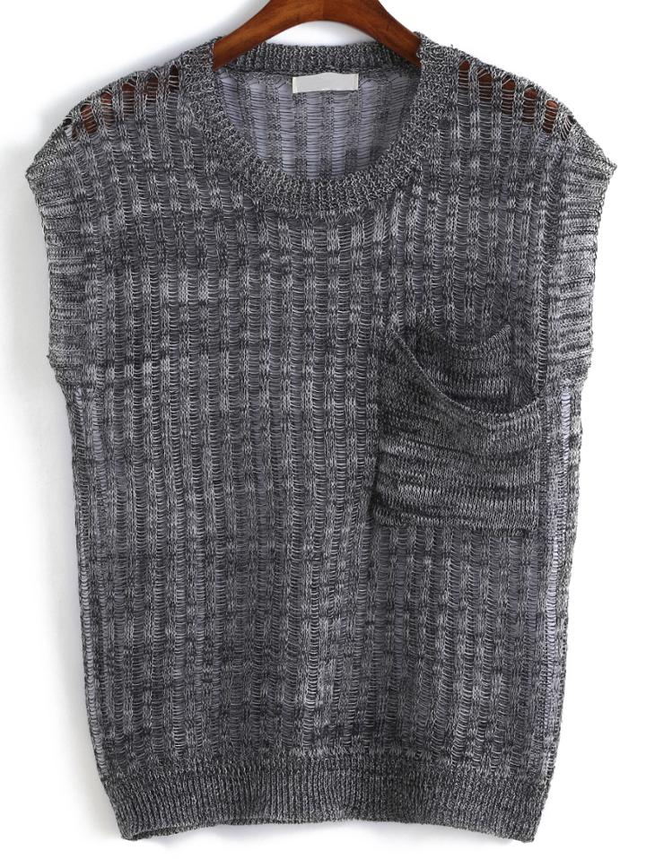Romwe With Pocket Knit Tank Top