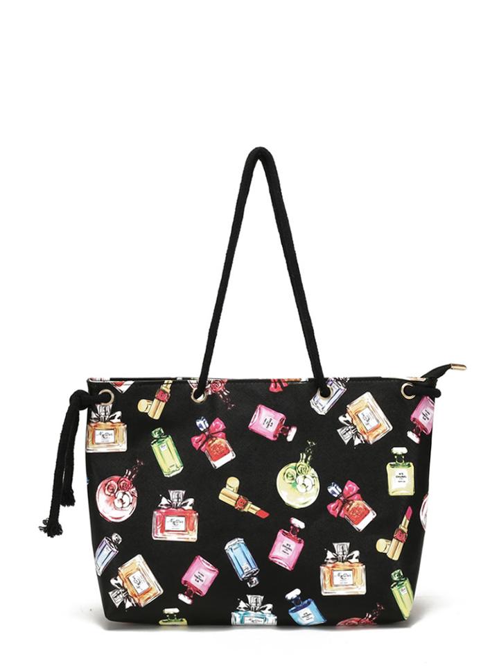 Romwe Perfume Print Tote Bag