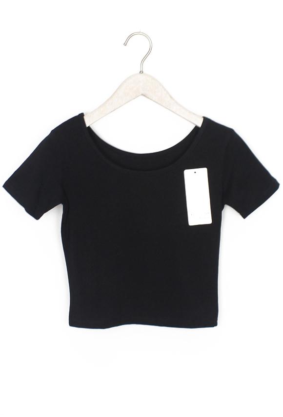 Romwe Short Sleeve Crop Black T-shirt