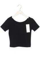 Romwe Short Sleeve Crop Black T-shirt