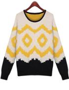 Romwe Geometric Loose Sweater
