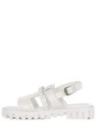 Romwe Caged Ankle Strap Flatform Sandals - White