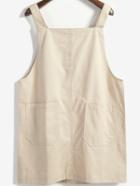 Romwe Strap With Pocket Khaki Dress