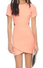 Romwe Short Sleeve Cut Out Wraped Orange Dress