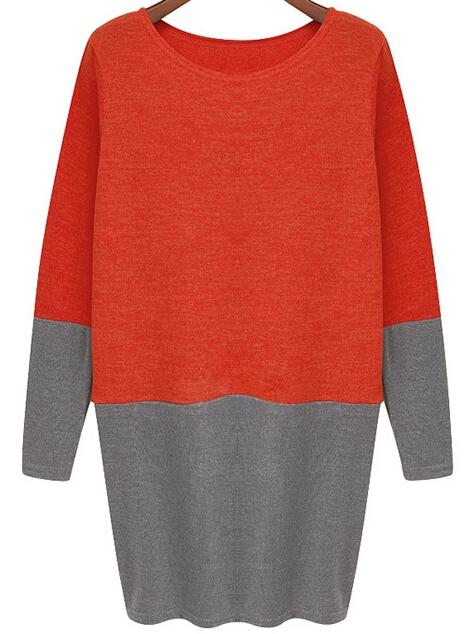 Romwe Contrast Jersey Red Dress