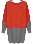 Romwe Contrast Jersey Red Dress