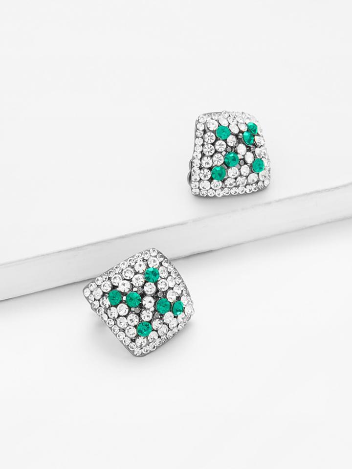 Romwe Rhinestone Overlay Irregular Stud Earrings