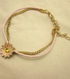 Romwe Pink Glaze Gold Flower Chain Bracelet