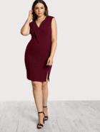Romwe Collared V Neck Princess Seam Dress