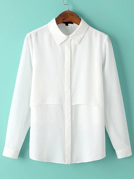 Romwe Polo Collar Chiffon Blouse