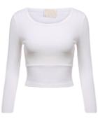 Romwe Contrast Mesh Yoke White T-shirt