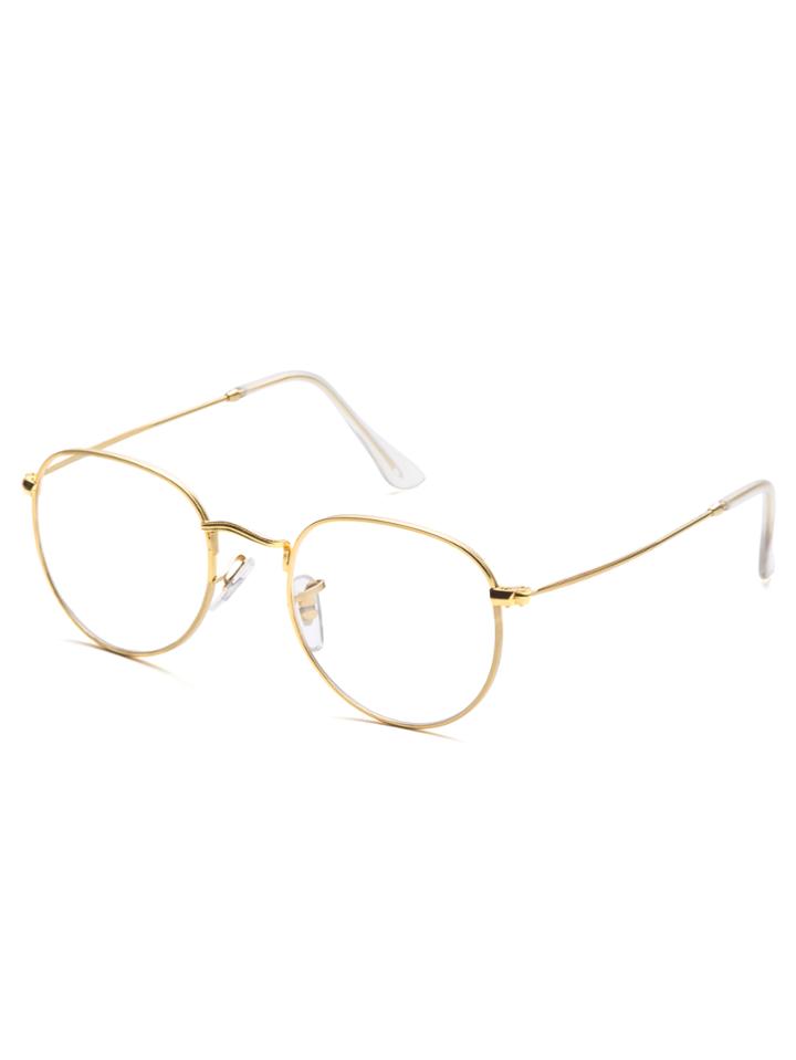 Romwe Gold Frame Clear Lens Glasses
