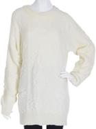 Romwe Round Neck Jacquard Long White Sweater