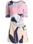 Romwe Round Neck Florals Top With High Waist Skirt