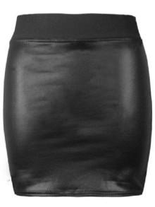 Romwe Elastic Bodycon Pu Leather Skirt