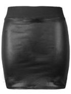 Romwe Elastic Bodycon Pu Leather Skirt