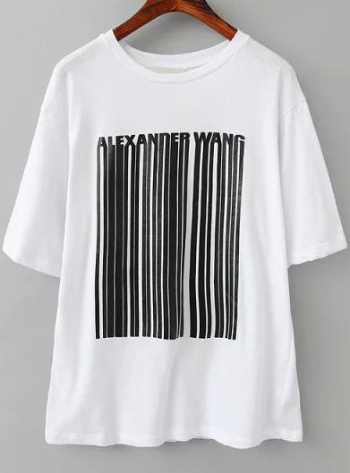 Romwe Vertical Striped Loose T-shirt