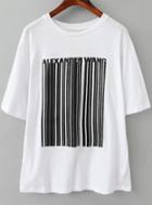 Romwe Vertical Striped Loose T-shirt
