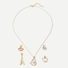 Romwe Lip & Bear Detachable Necklace 5pcs