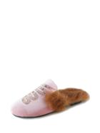 Romwe Rhinestone Decor Faux Fur Loafers