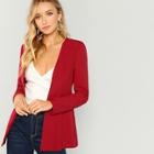 Romwe Pearl Beaded Hook And Eye Blazer