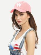 Romwe Letter Patch Baseball Hat - Pink