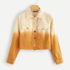 Romwe Two-tone Ombre Raw Hem Jacket