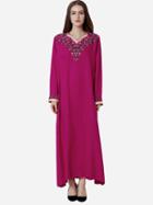 Romwe Flower Embroidered Hijab Evening Dress